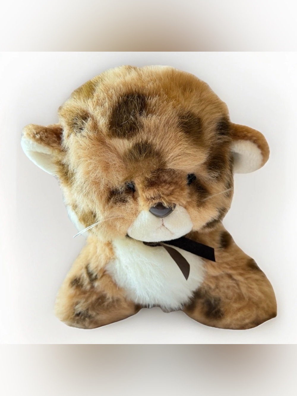 Vintage Gund Cheetah Leopard Jaguar Cub Brown 9in Sitting Soft Furry Plush‎ 1982